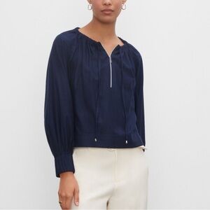 Club Monaco Navy Soft Loose Fit Long Sleeve Blouse – Size M